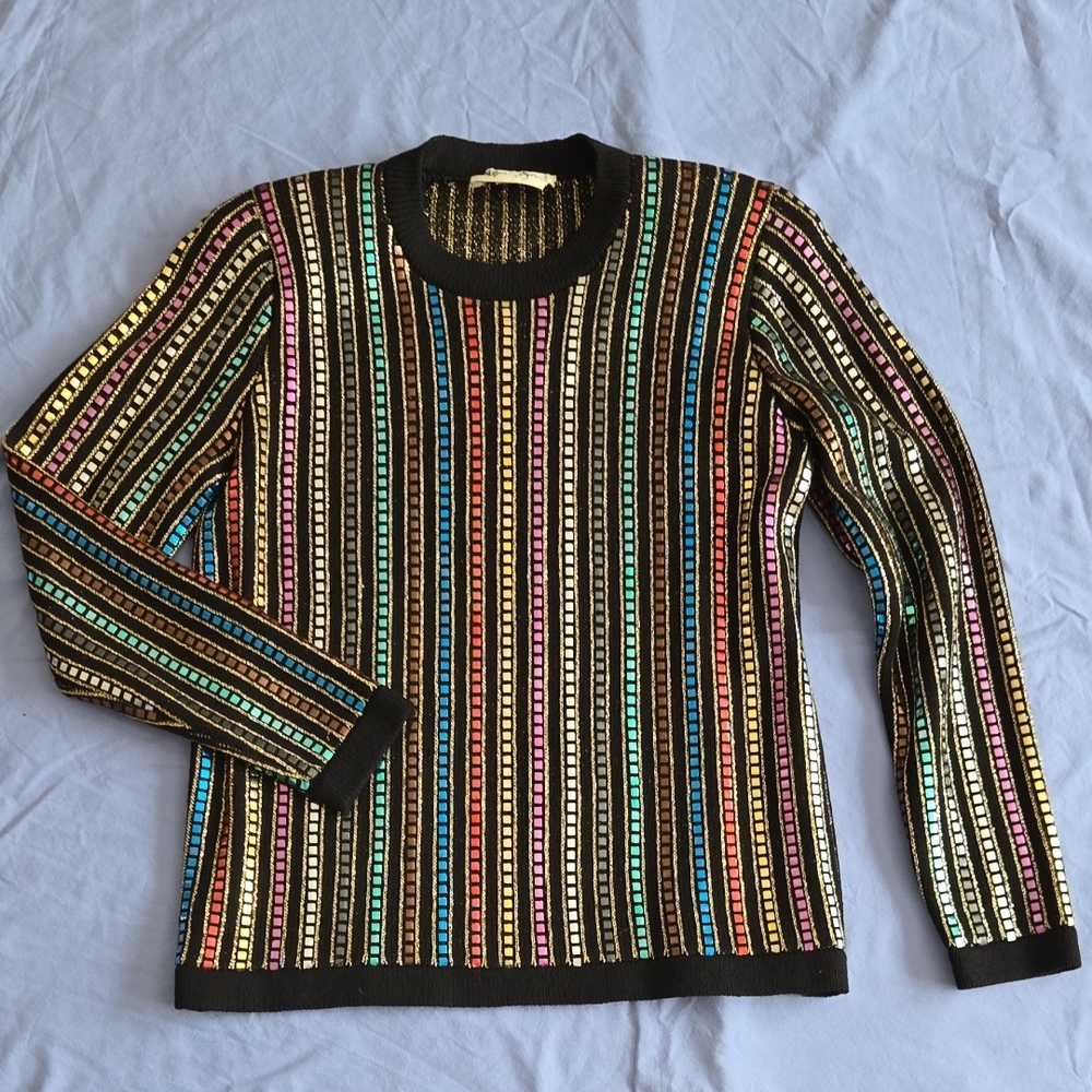 St. John Multicolor Striped Crew Neck Sweater